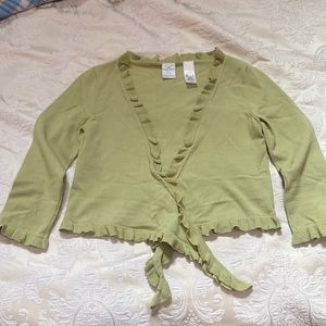 Emma James Sage green tie-front shrug
